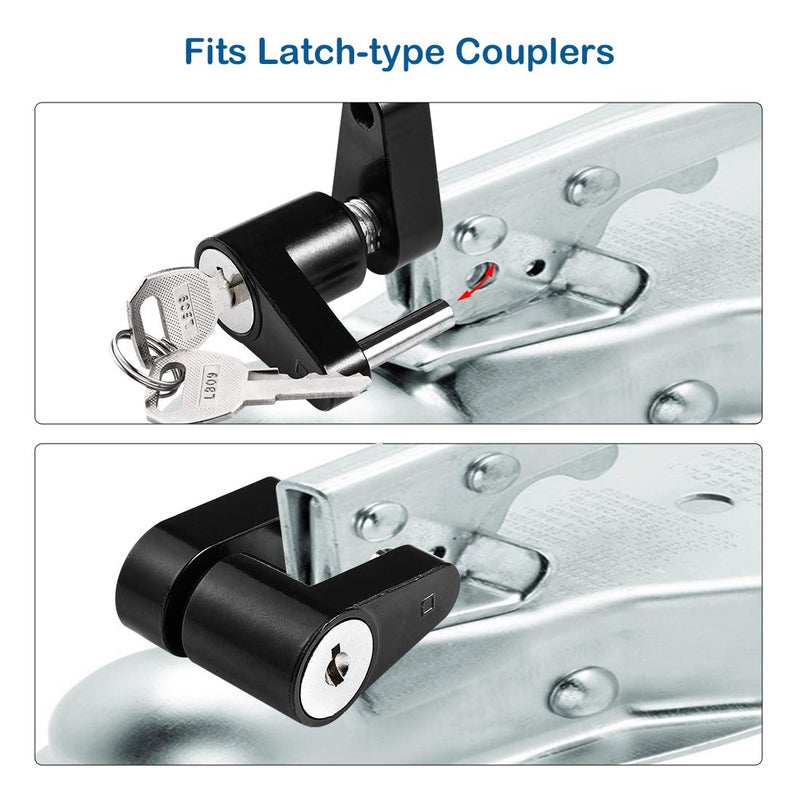 CZC AUTO Black Trailer Hitch Coupler Lock  Dia 1/4 Inch  3/4 Inch Span for Tow Boat RV Truck Car 's Coupler (2 Pack keyed Alike  Black) - Image 4